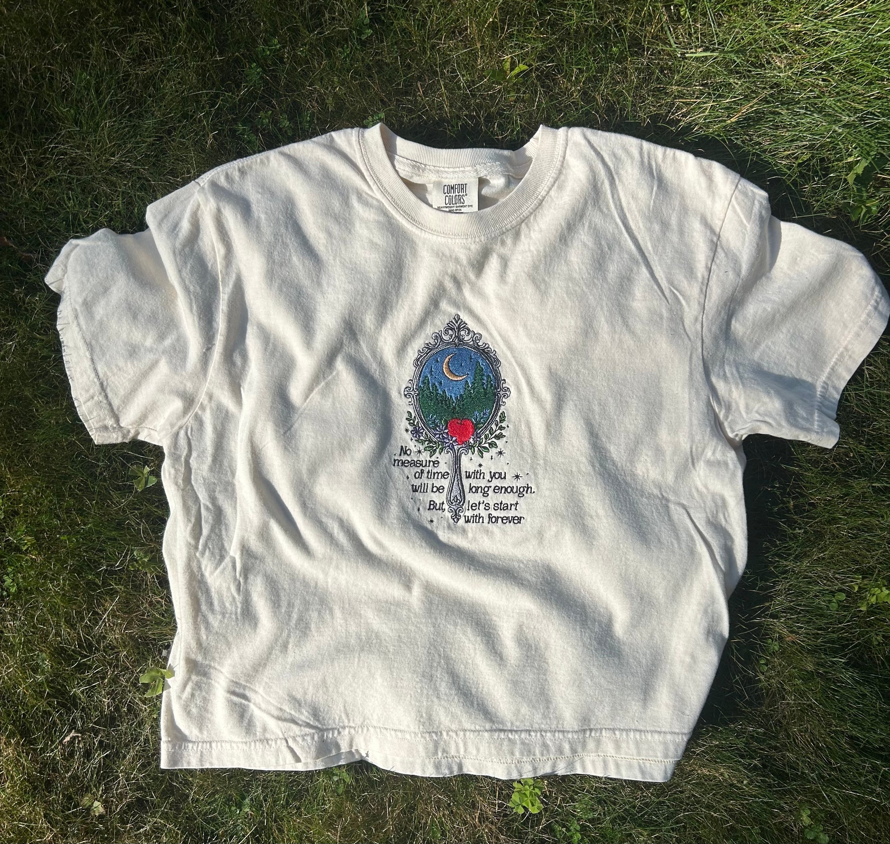 🖤 Twilight-Inspired “Let’s Start with Forever” Embroidered Comfort Colors Tee