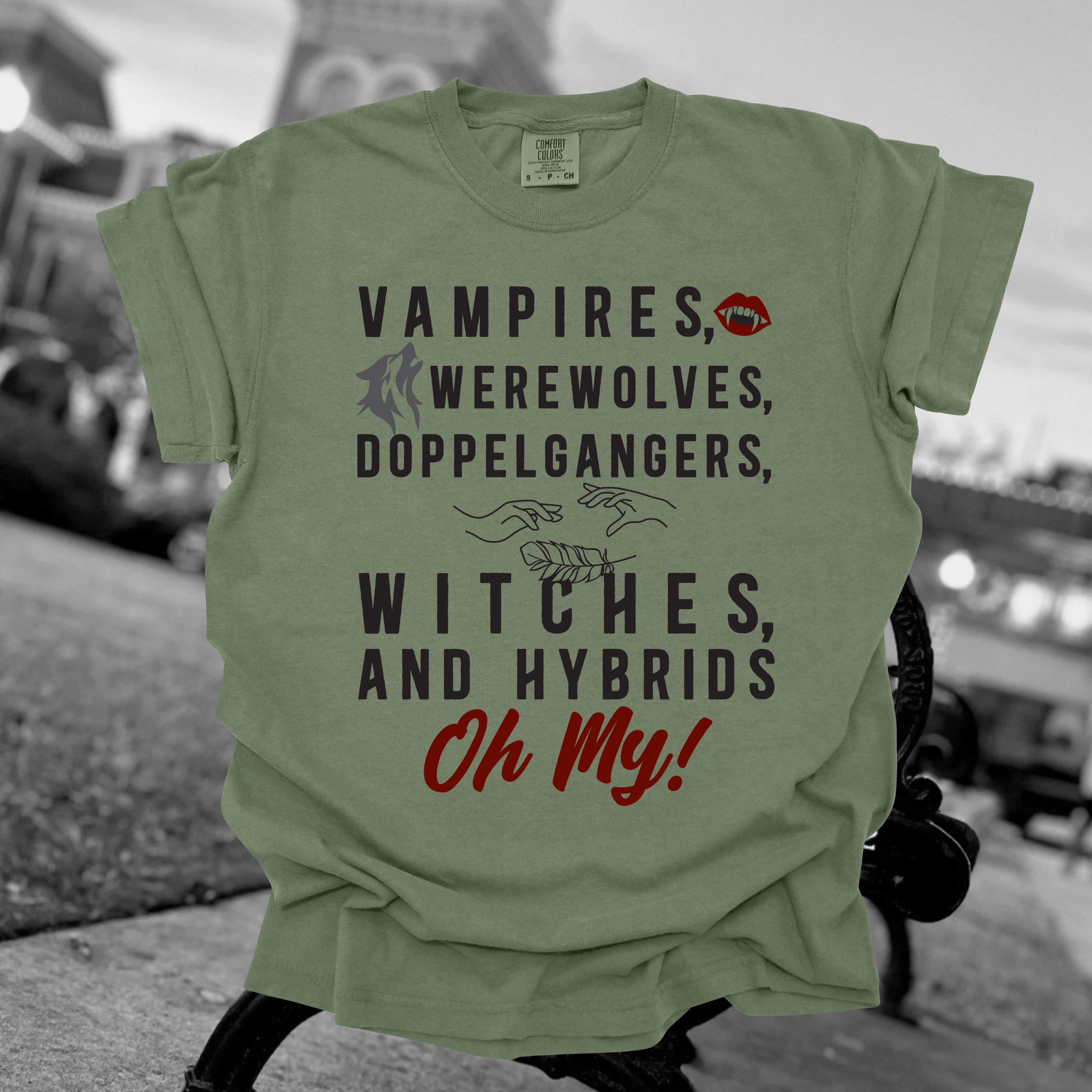 Vampires, Werewolves, Witches & Hybrids Oh My! - TVD-Inspired Comfort Colors Tee