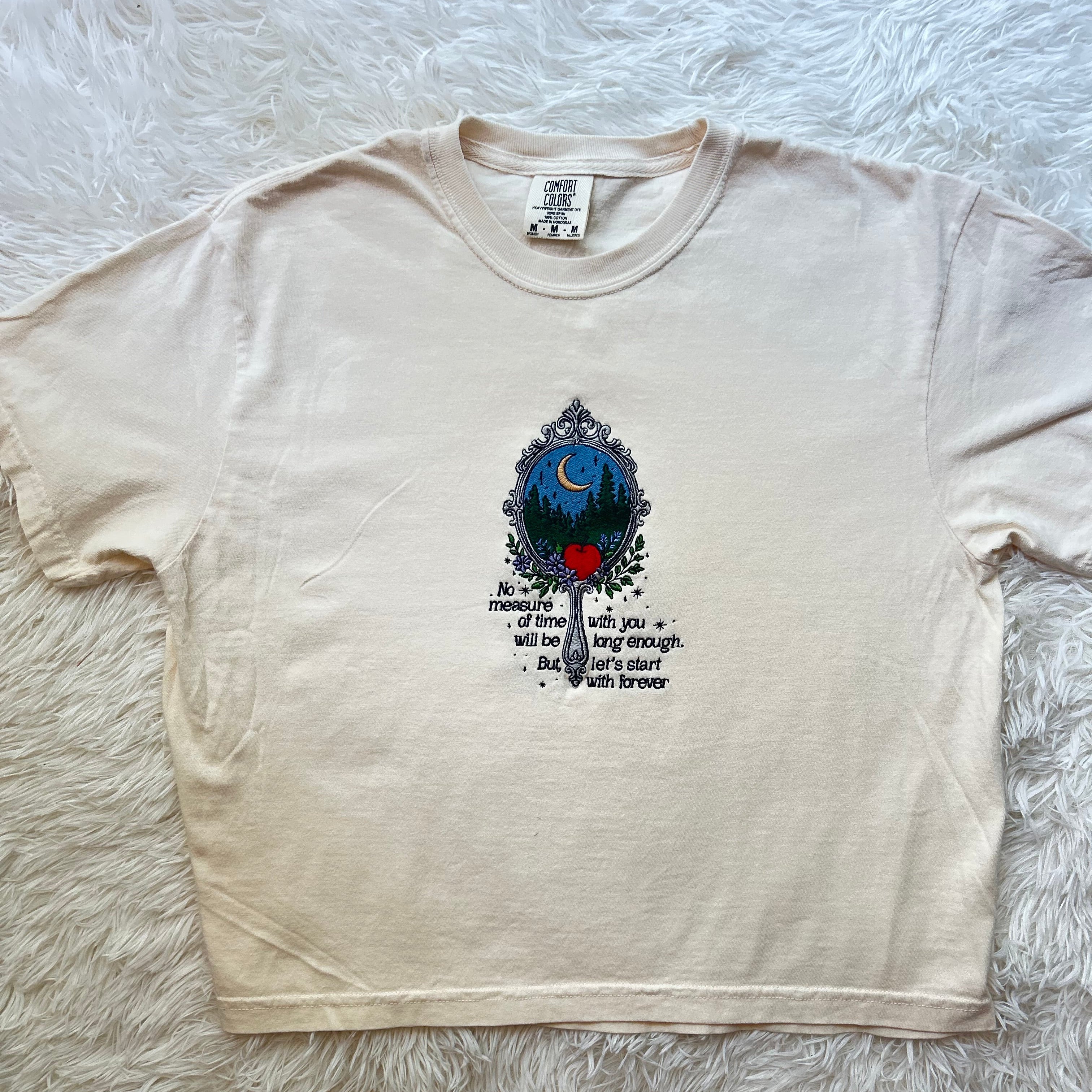 🖤 Twilight-Inspired “Let’s Start with Forever” Embroidered Comfort Colors Tee