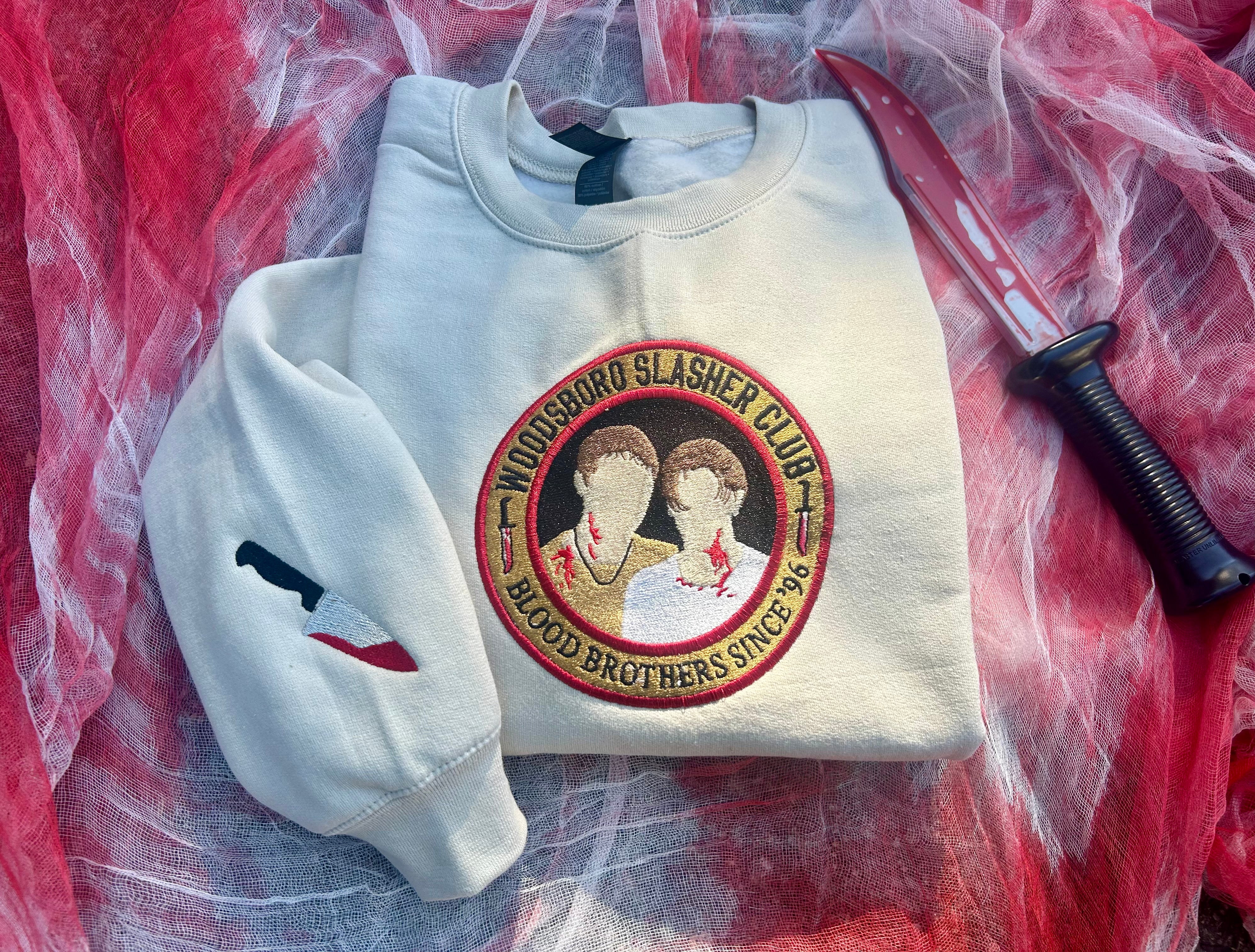 Woodsboro Slasher Club – Embroidered Horror Sweatshirt