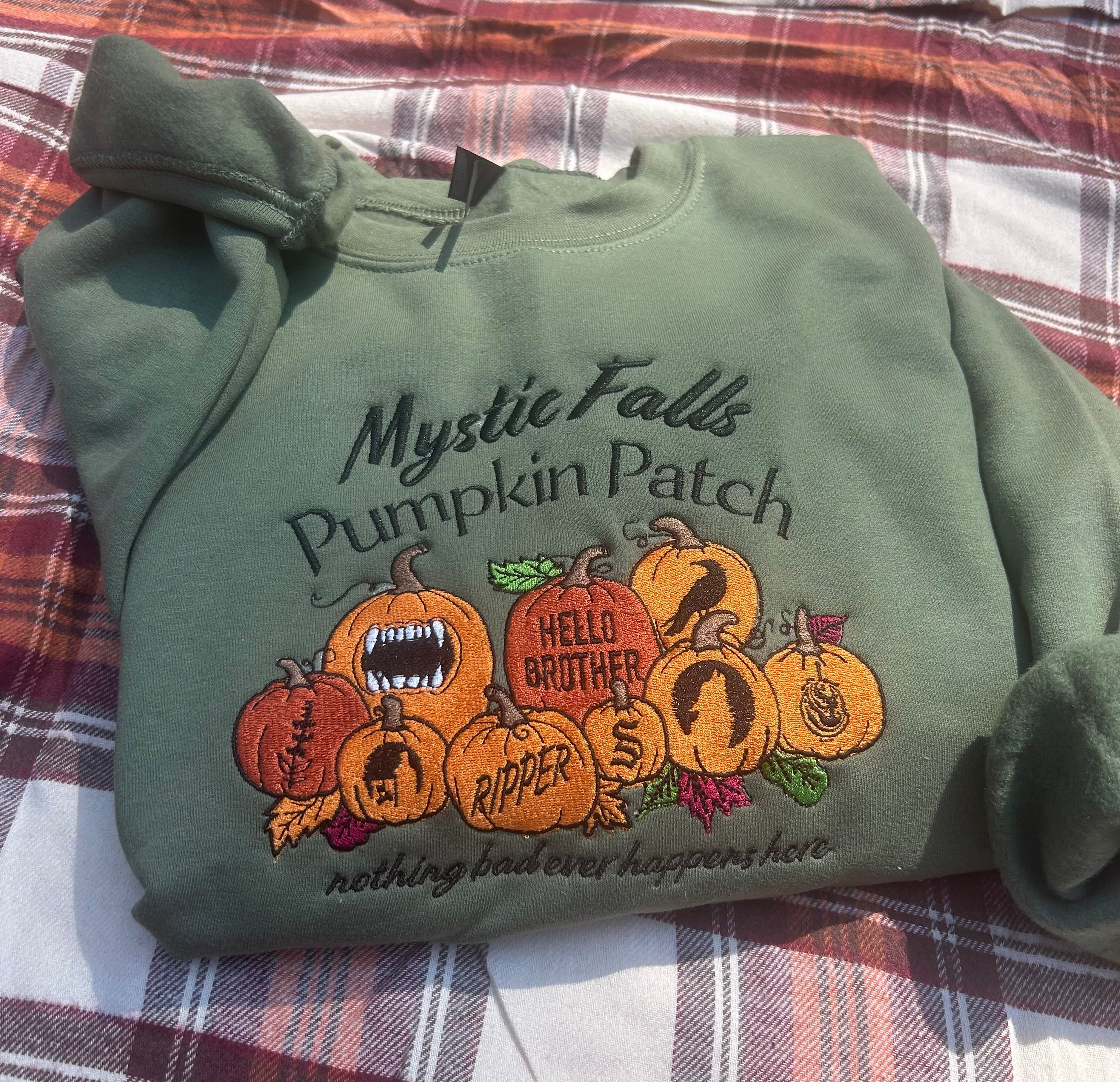 Mystic Falls Pumpkin Patch Embroidered Crewneck