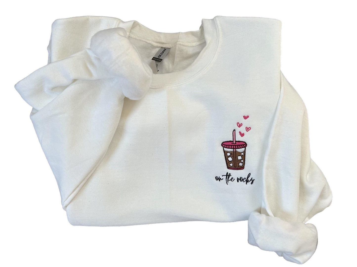 Iced Coffee Lover Embroidered Crew Neck Iced Coffee Custom Gift Birthday gift for her Gift for her Iced Coffee Embroidered Crewneck