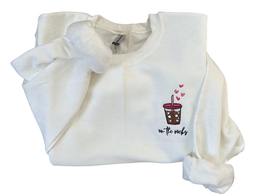 Iced Coffee Lover Embroidered Crew Neck Iced Coffee Custom Gift Birthday gift for her Gift for her Iced Coffee Embroidered Crewneck