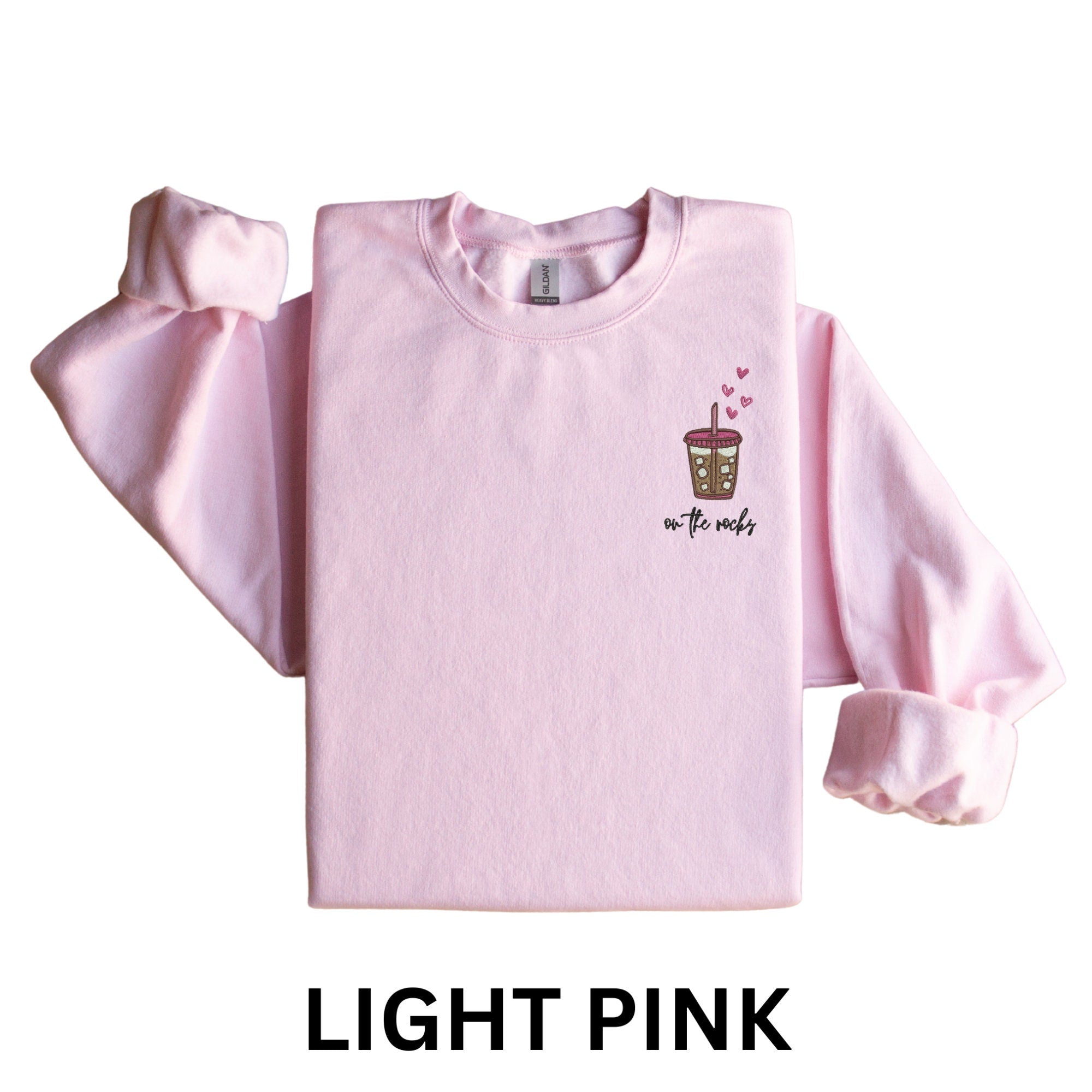 Iced Coffee Lover Embroidered Crew Neck Iced Coffee Custom Gift Birthday gift for her Gift for her Iced Coffee Embroidered Crewneck