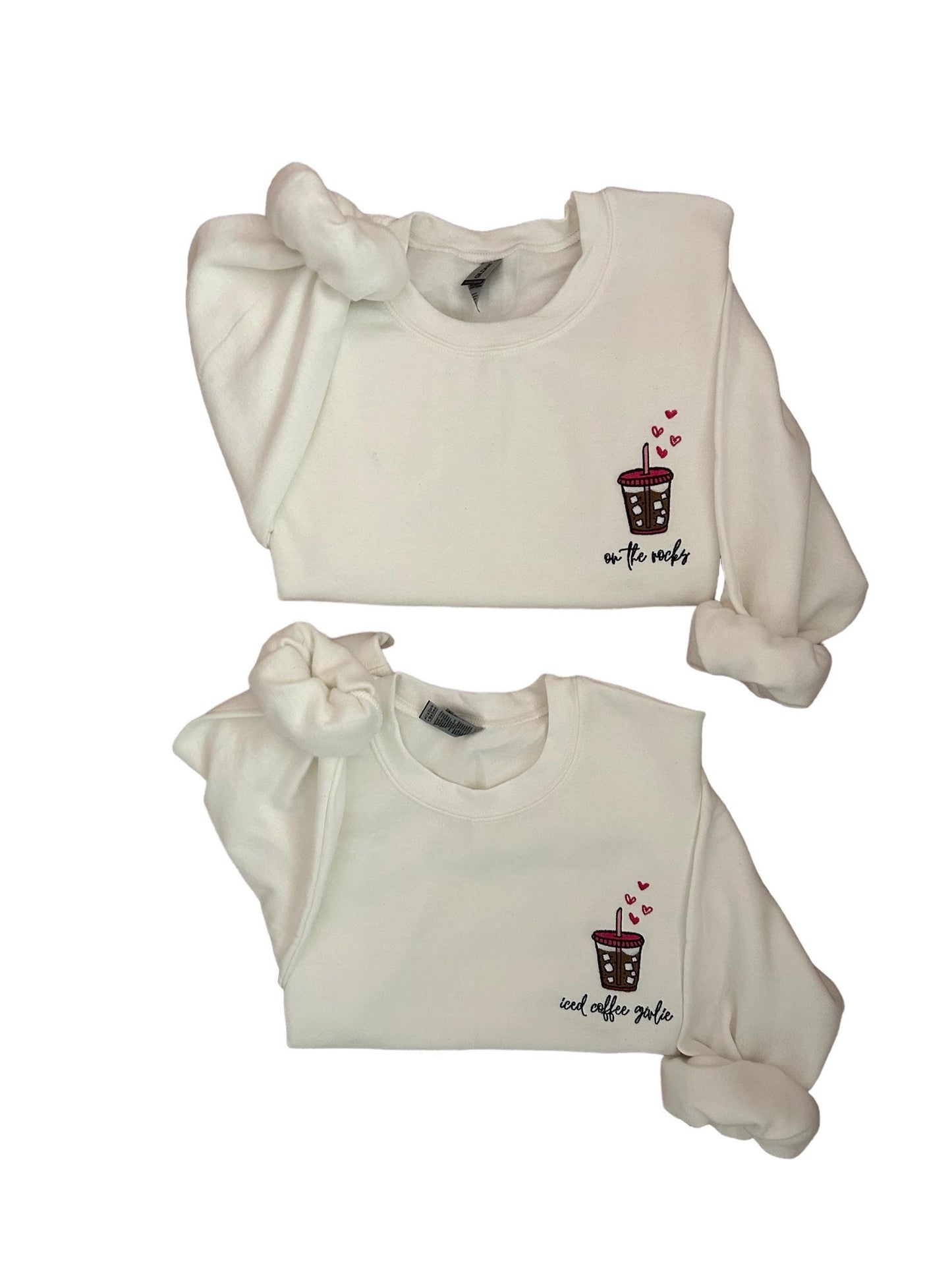 Iced Coffee Lover Embroidered Crew Neck Iced Coffee Custom Gift Birthday gift for her Gift for her Iced Coffee Embroidered Crewneck