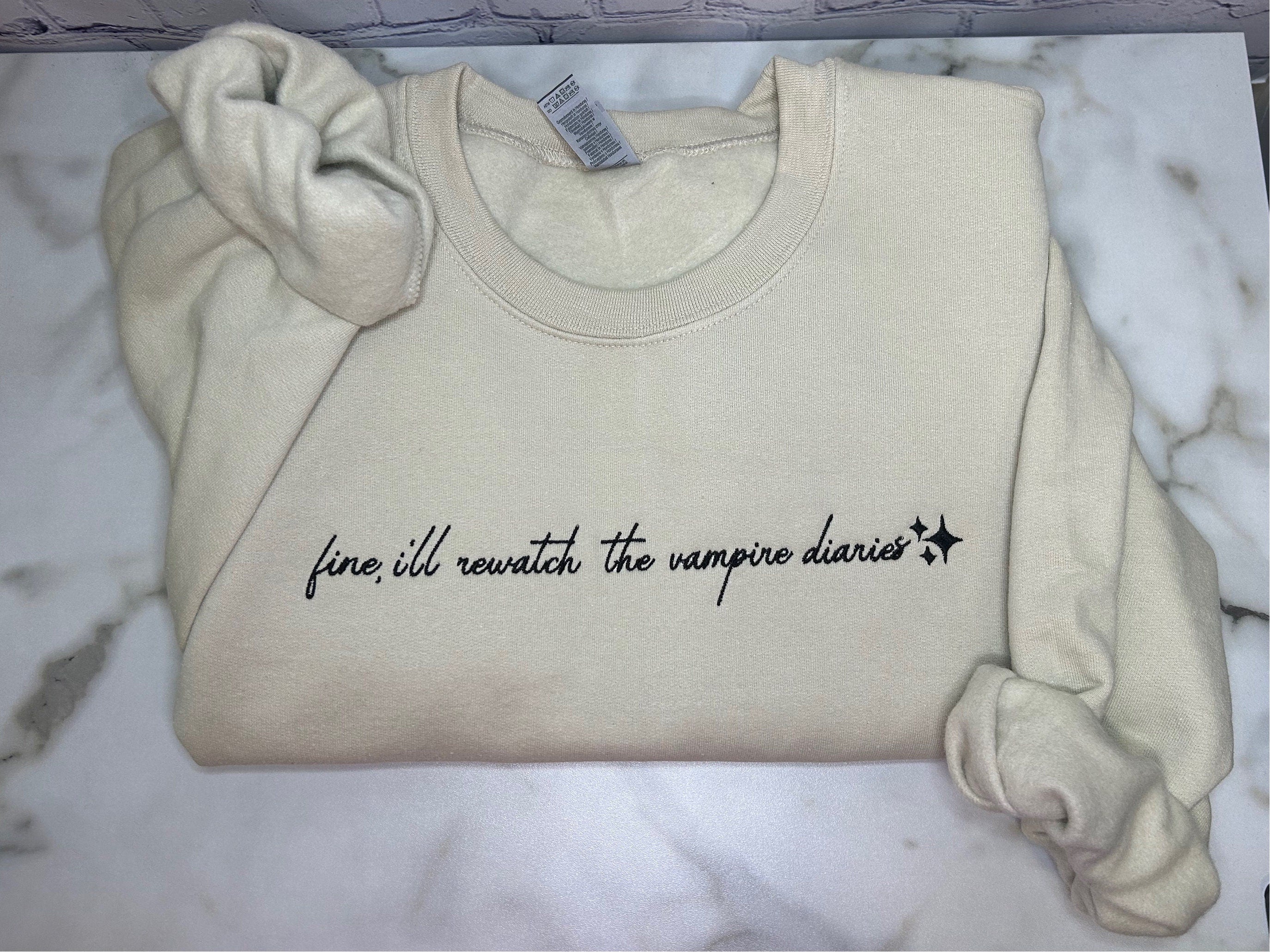 The Vampire Diaries Inspired, Embroidered Crewneck, TVD Fans, Damon Salvatore, Vampire Diaries Gifits, gifts for her, TVD merchandise