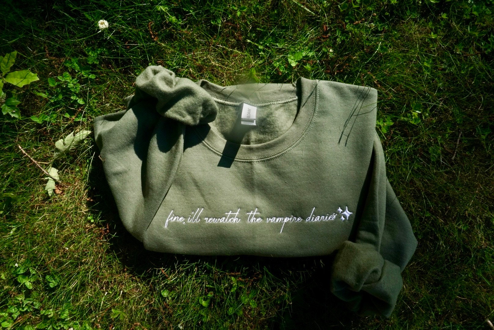 The Vampire Diaries Embroidered Crewneck TVD Fans Damon Salvatore Vampire Diaries Gifits gifts for her Vampire Diaries T Shirt Mystic Falls