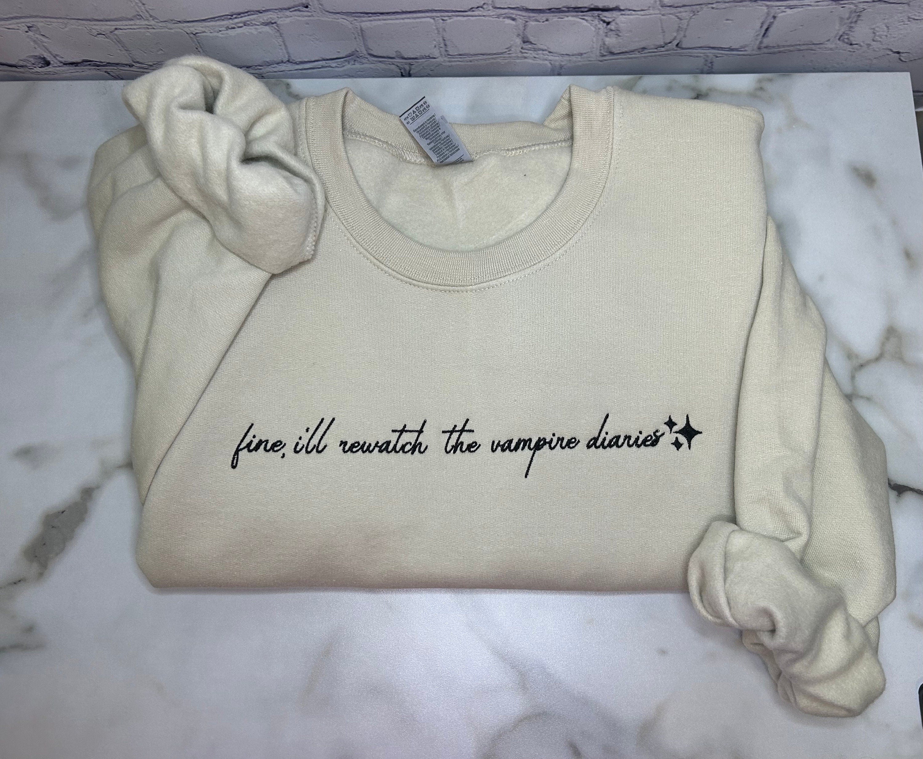 The Vampire Diaries Inspired, Embroidered Crewneck, TVD Fans, Damon Salvatore, Vampire Diaries Gifits, gifts for her, TVD merchandise