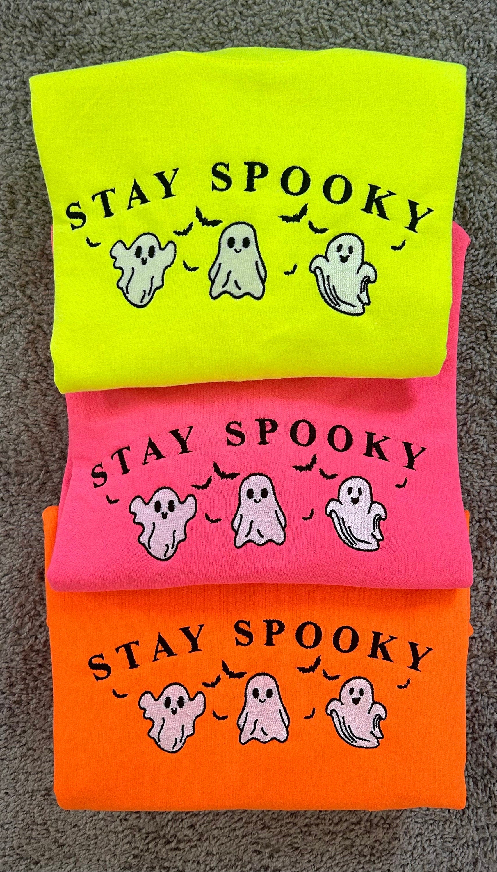 Halloween Embroidered Crewneck  Neon Pink Halloween Gift Spooky Season Gifts for Her Halloween Lover Gifts Gifts for Halloween Lovers