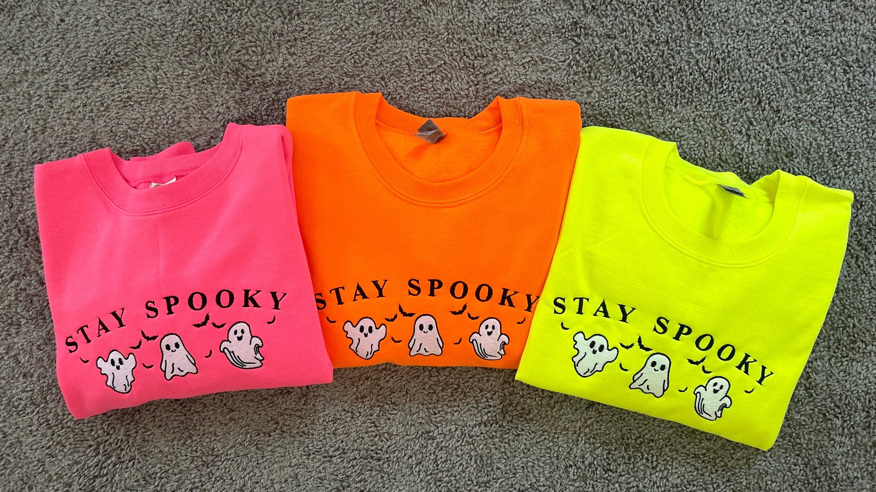 Halloween Embroidered Crewneck  Neon Pink Halloween Gift Spooky Season Gifts for Her Halloween Lover Gifts Gifts for Halloween Lovers