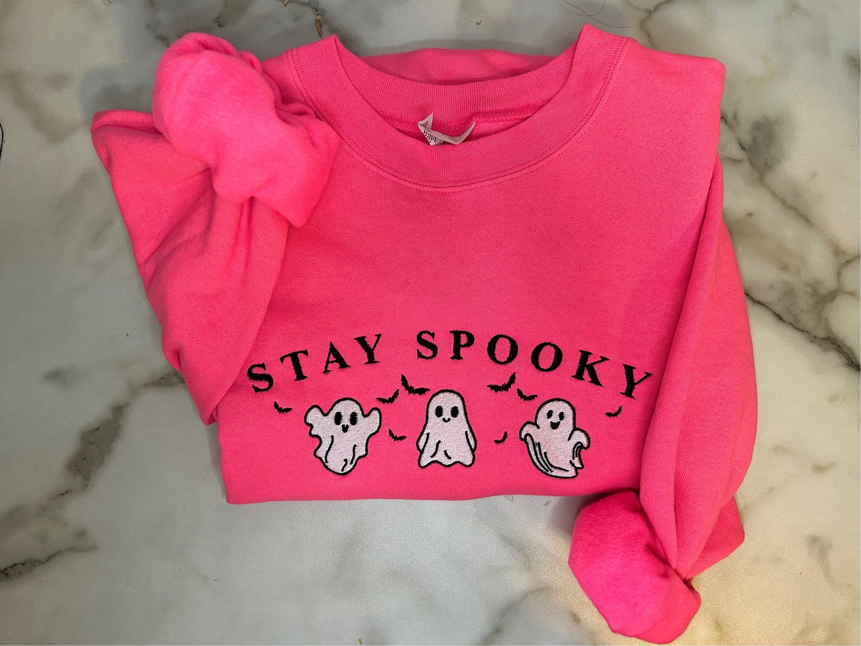 Halloween Embroidered Crewneck  Neon Pink Halloween Gift Spooky Season Gifts for Her Halloween Lover Gifts Gifts for Halloween Lovers