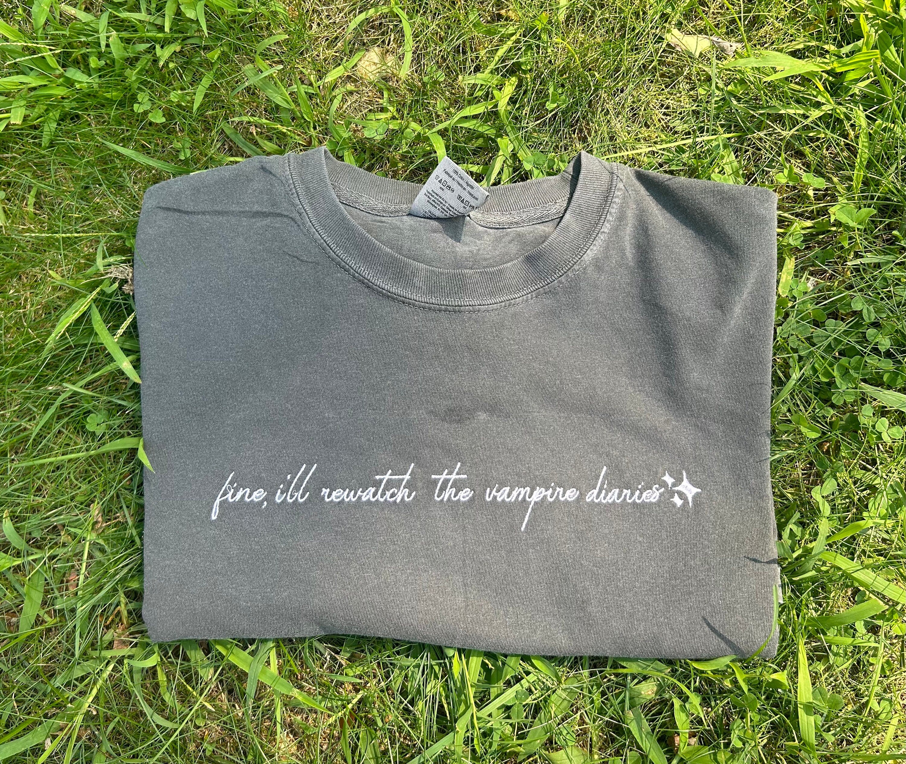 TVD Inspired Embroidered T shirt Damon Salvatore Gifts For Her TVD Fans Gifts Unique Gifts for her Vampire Lovers Gifts for TVD fan