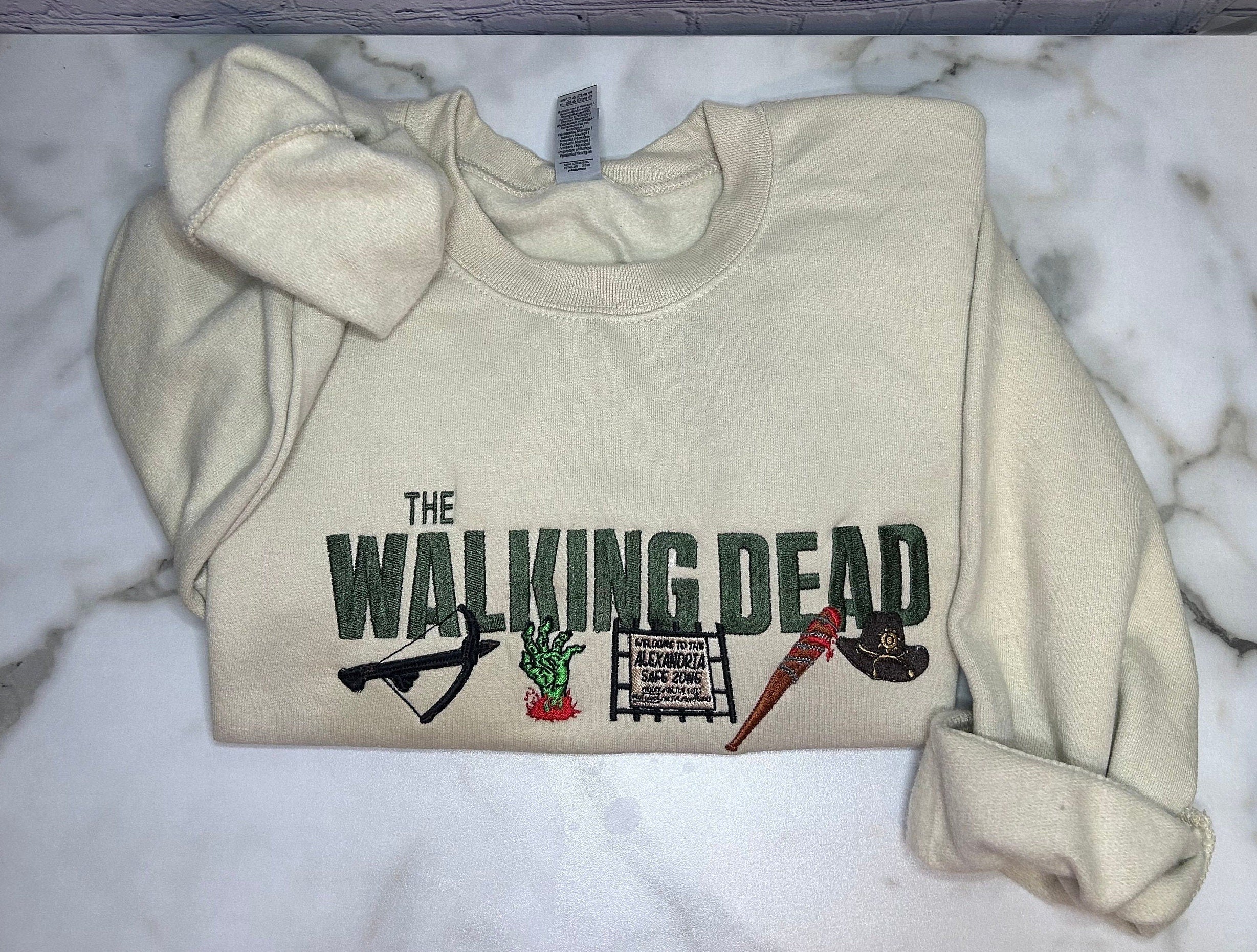 The Walking Dead Embroidered Crewneck Custom Sweatshirt Gifts for her Gifts for him TWD Fan Gifts Zombie Lover Gifts Horror Fan Gifts