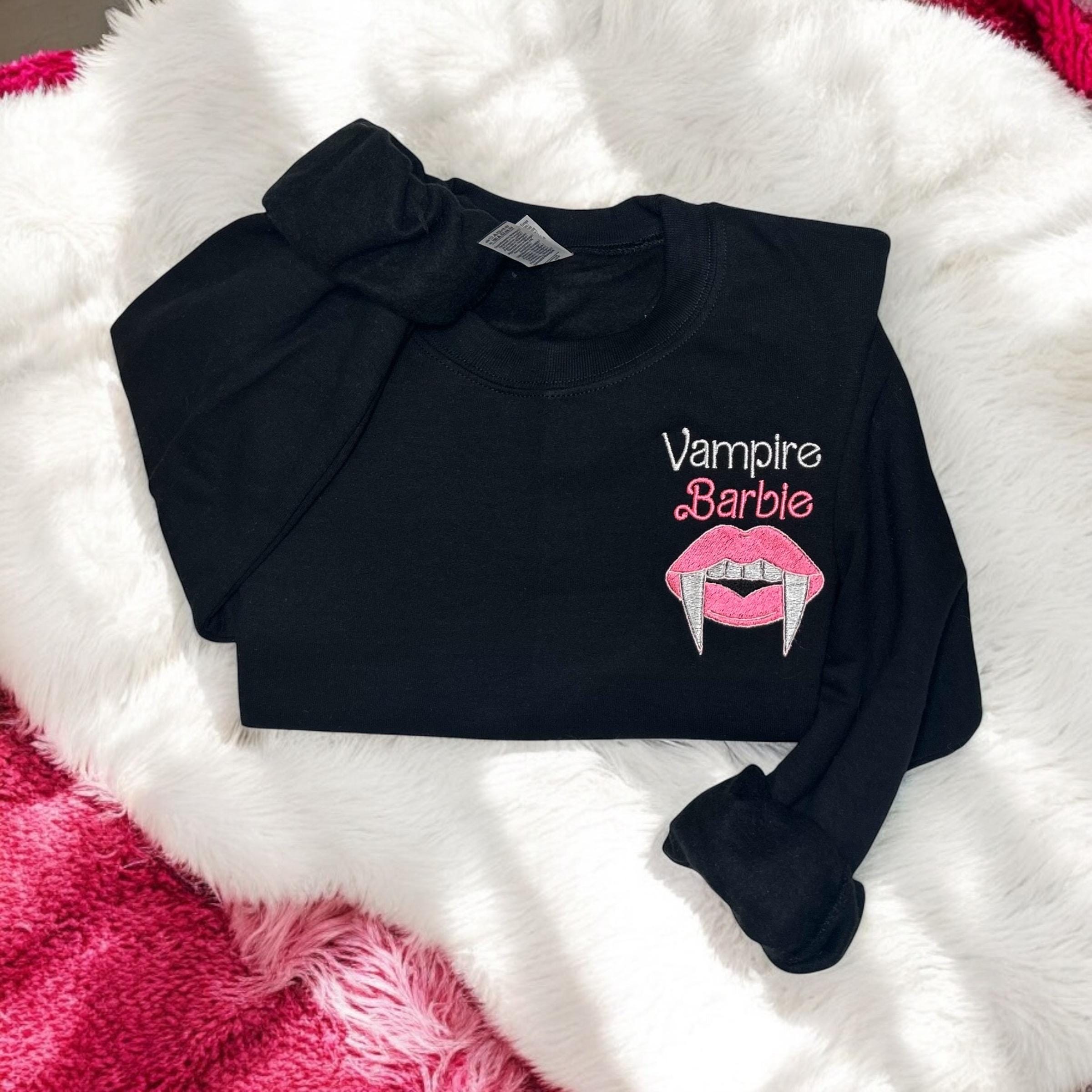 The Vampire Diaries Inspired Crewneck Embroidered Vampire Barbie Shirt Gothic Style Sweater Gifts for her TVD Fan Merch gifts for her Damon