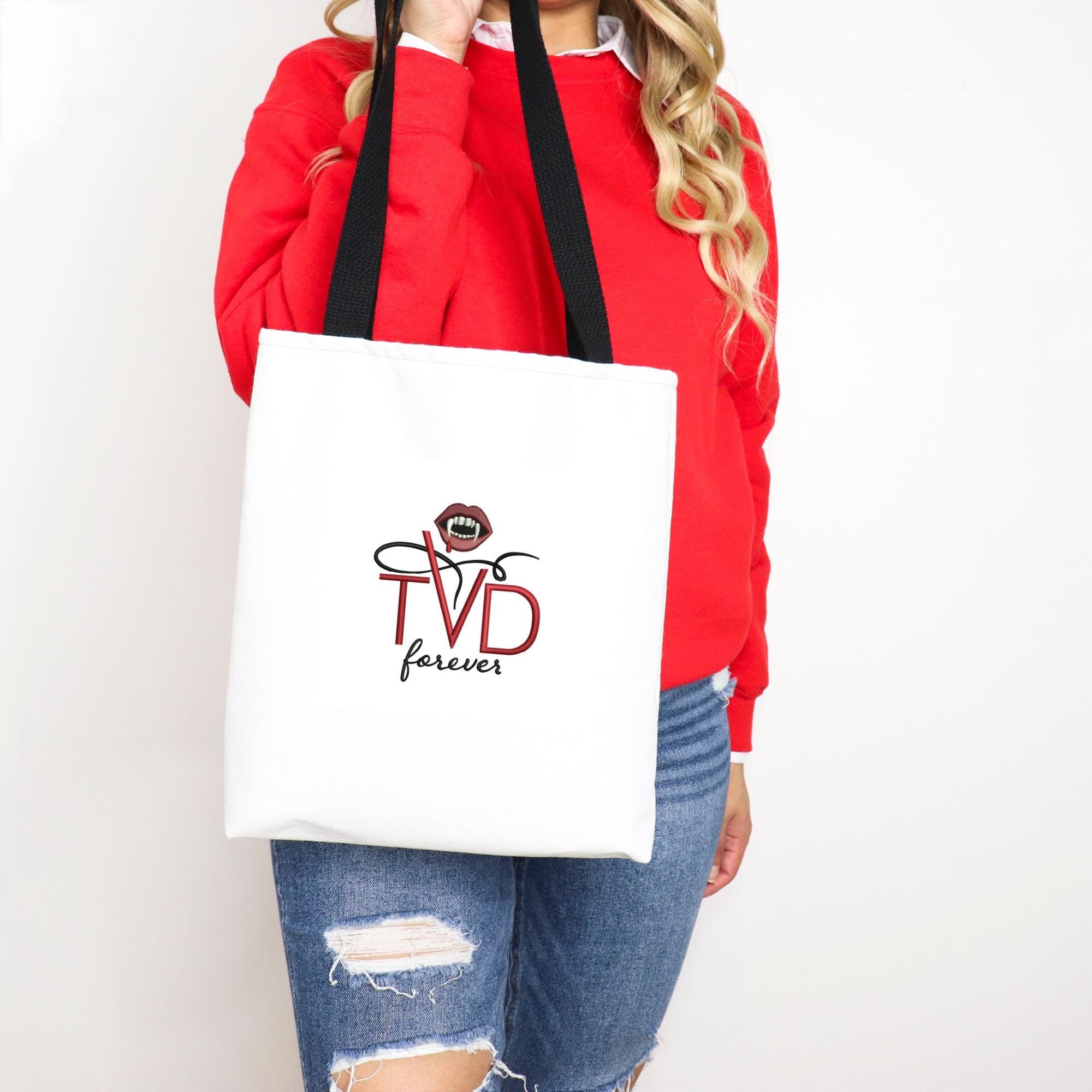 TVD Forever Embroidered Tote Bag The Vampire Diaries Fan Gift Gifts for her Vampire Diaries Inspired Mystic Falls Damon Salvatore merch