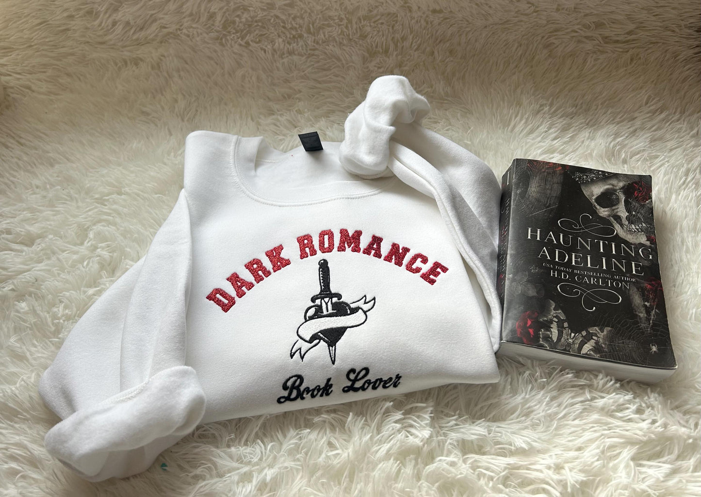 Dark Romance Book Lover Embroidered Tee Crewneck Book Lover Gifts for book lovers bookish cozy crewneck sweatshirt gifts for her cozy gifts